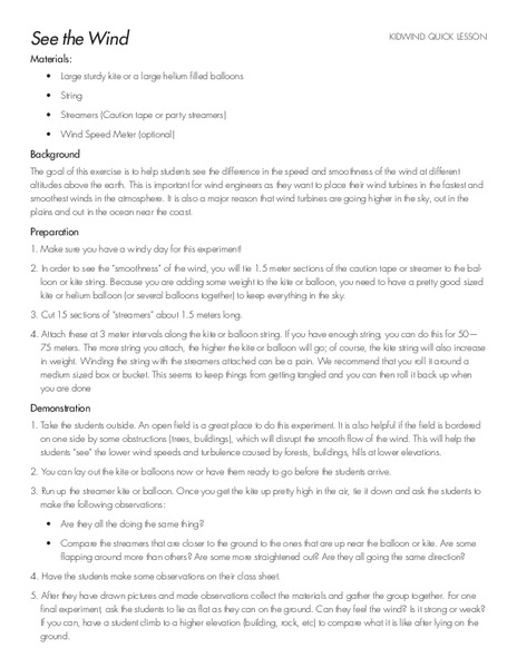 See The Wind! Lesson Plan