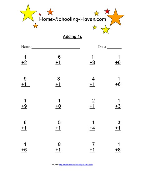 Adding 1s Worksheet