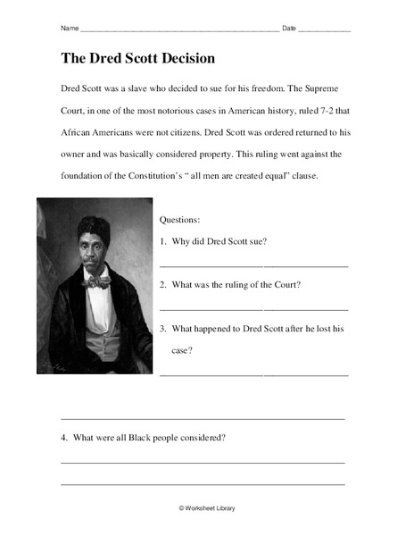 The Dred Scott Decision Worksheet