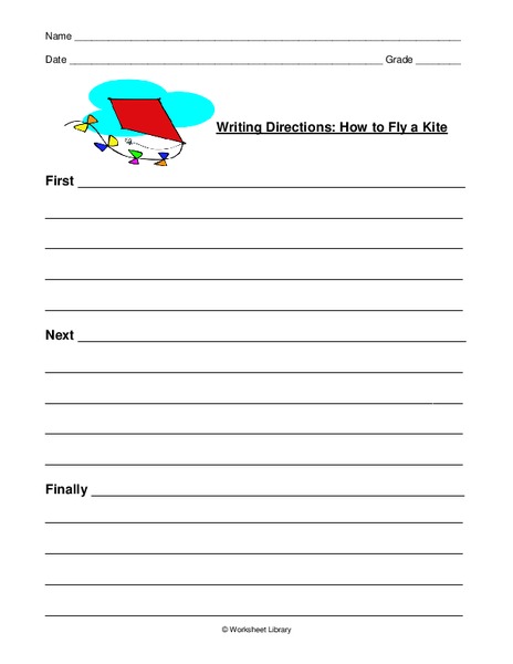Writing Directions: How to Fly a Kite Worksheet