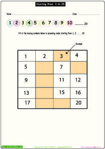 Counting from 1-20 Worksheet