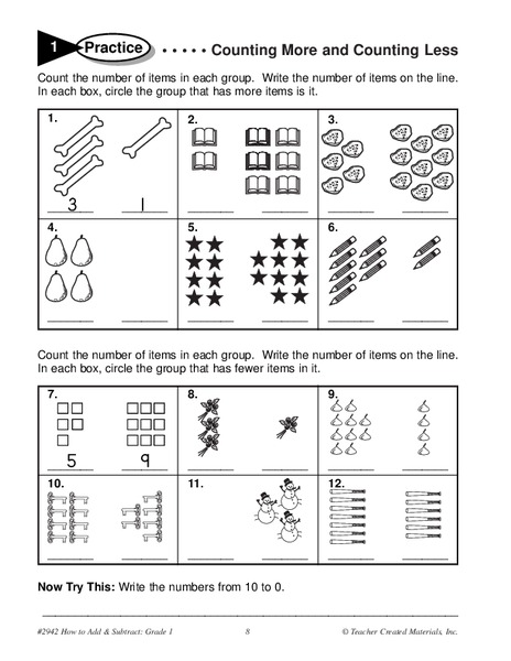 Counting More and Counting Less Worksheet