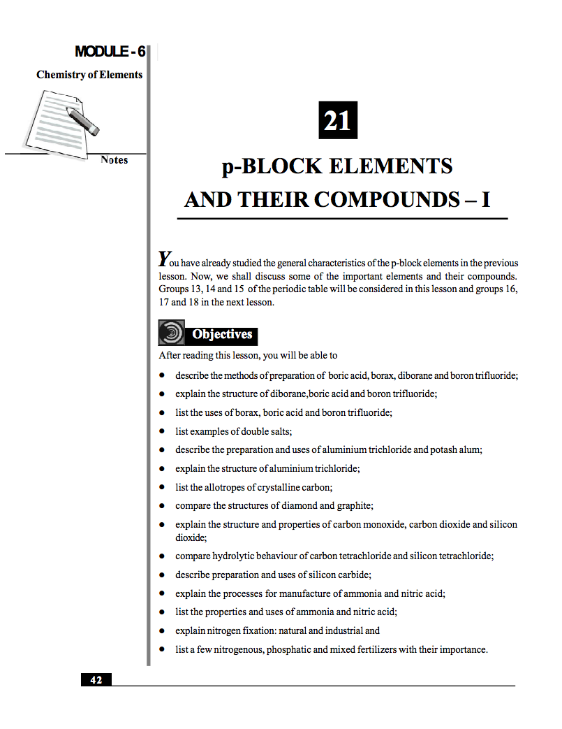 p-Block Elements and Their Compounds – I Handout