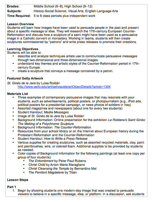 Messages in Art Work Lesson Plan