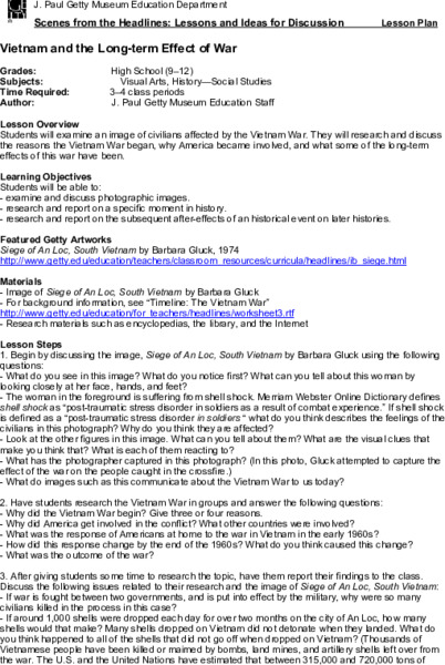 Vietnam and the Long-term Effect of War Lesson Plan