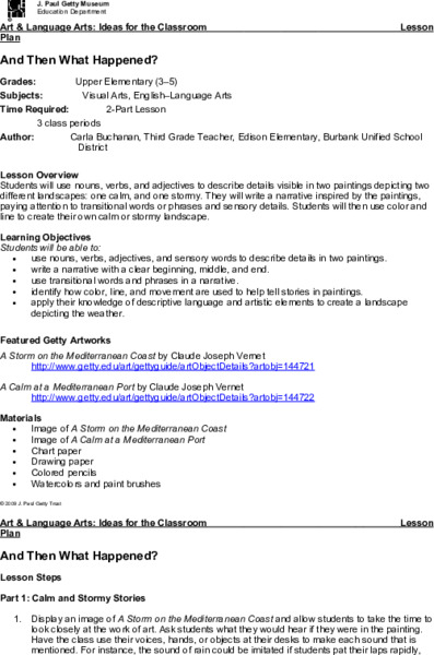 Describing Paintings: Calm or Stormy Lesson Plan