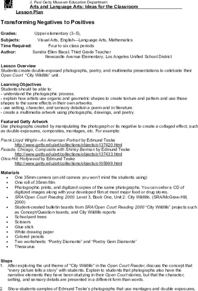 Double Exposed Photographs Lesson Plan