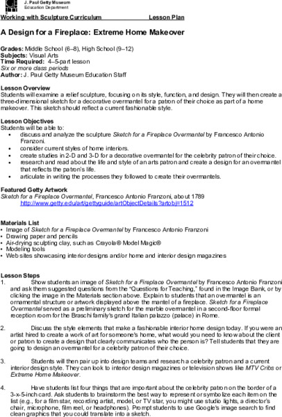 A Design for a Fireplace: Extreme Home Makeover Lesson Plan