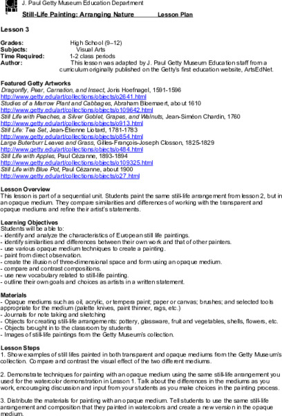 Still-Life Painting: Arranging Nature Lesson Plan