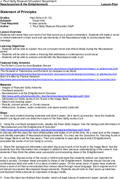 Statement of Principles Lesson Plan