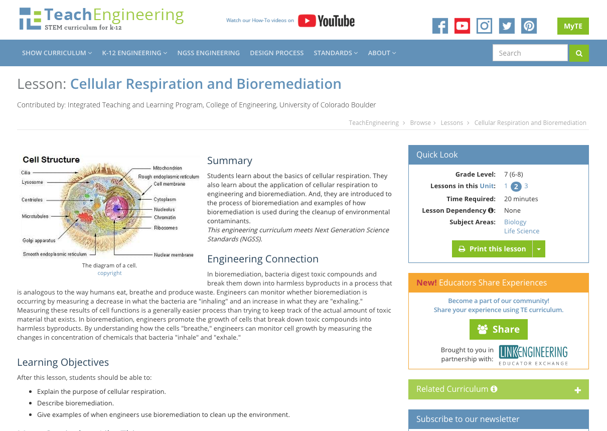 Cellular Respiration and Bioremediation Lesson Plan