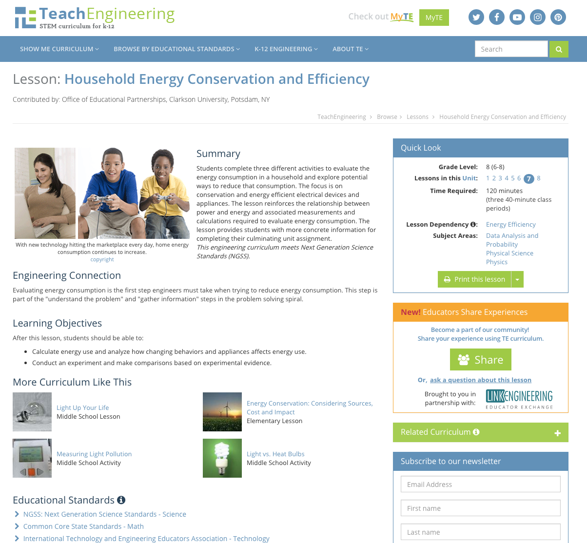 Energy Efficiency Lesson Plan