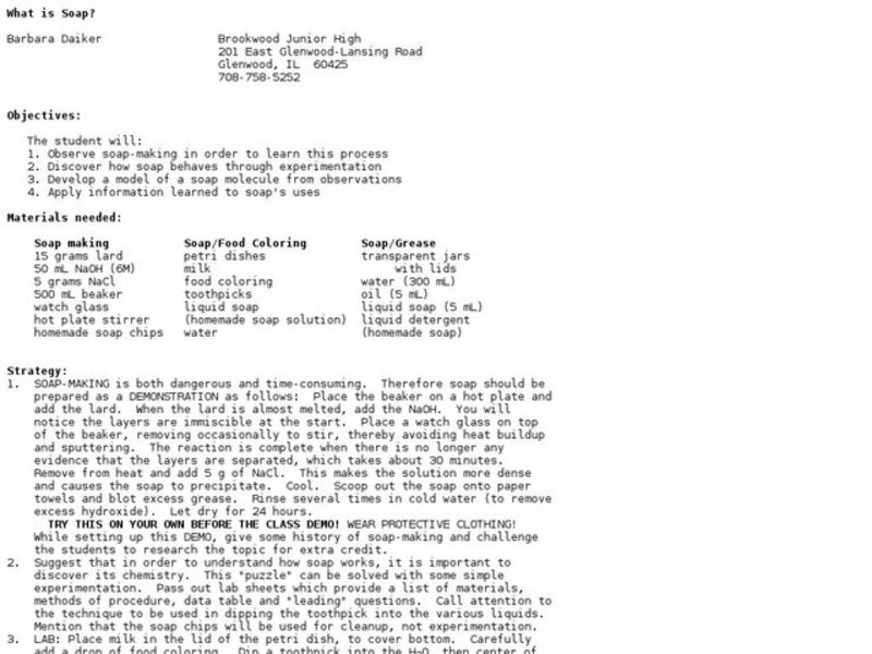 What is Soap? Lesson Plan