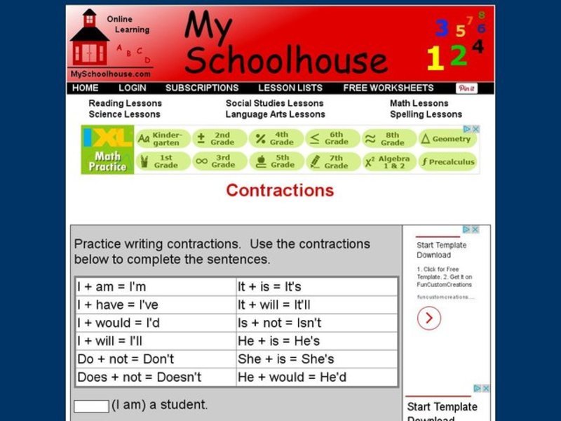 Contractions (Online Interactive) Interactive