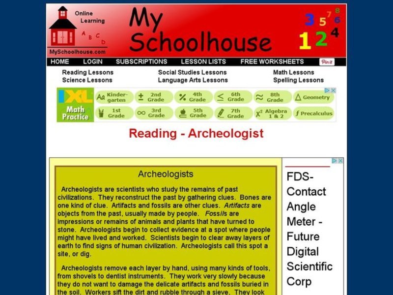 Reading - Archeologist Interactive