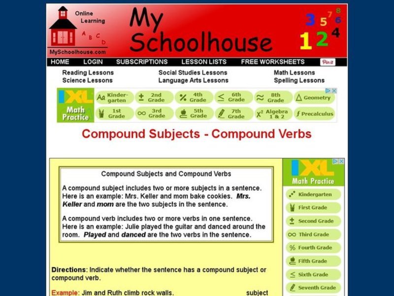 Compound Subjects - Compound Verbs Interactive