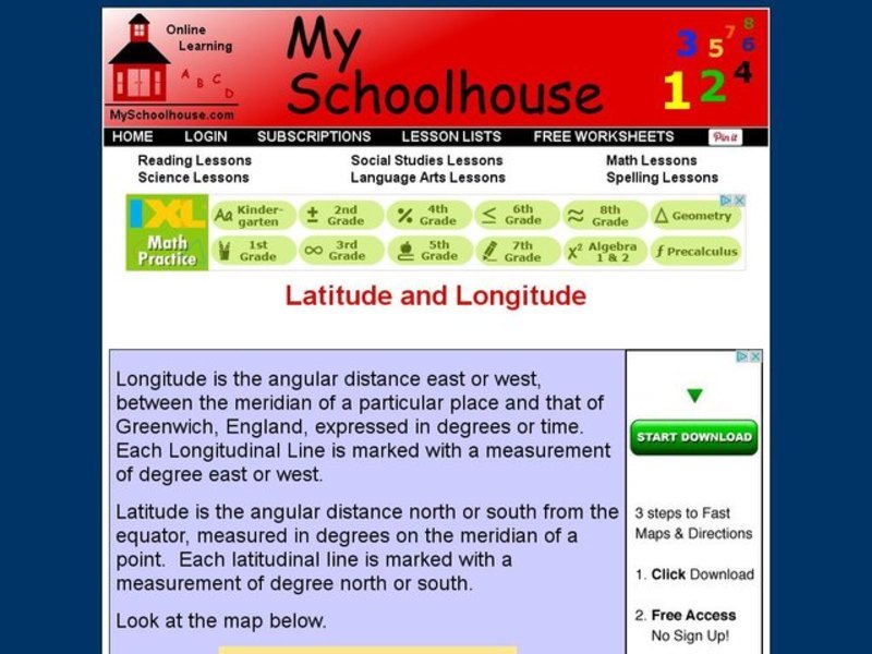 Latitude and Longitude- Online Interactive Interactive