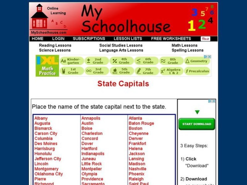 State Capitals- Online Interactive Interactive