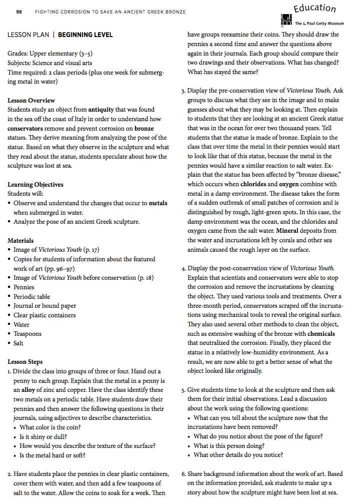 Fighting Corrosion to Save an Ancient Greek Bronze Lesson Plan