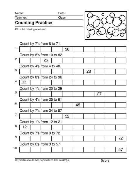 Counting Practice 2 Worksheet
