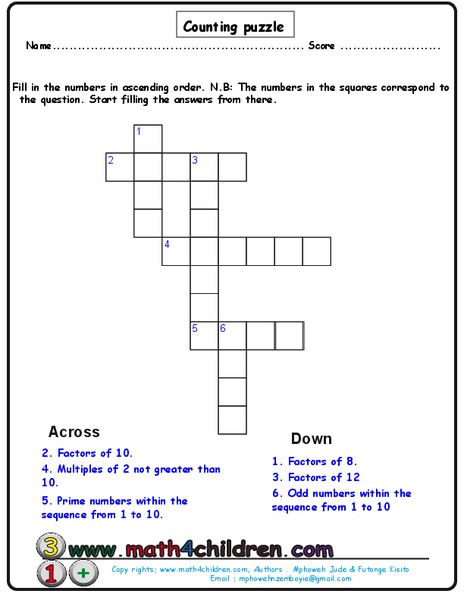 Counting Puzzle Worksheet