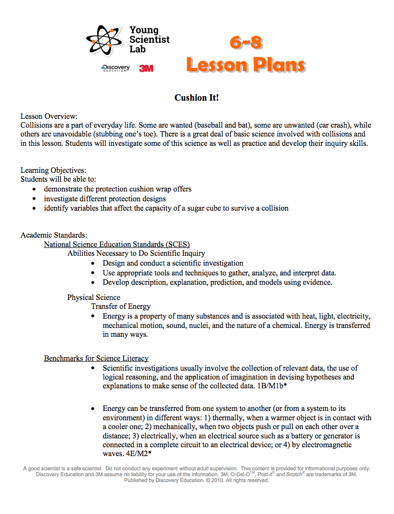 Cushion It! Lesson Plan