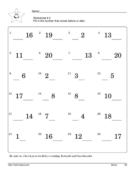 Counting to 20 Worksheet