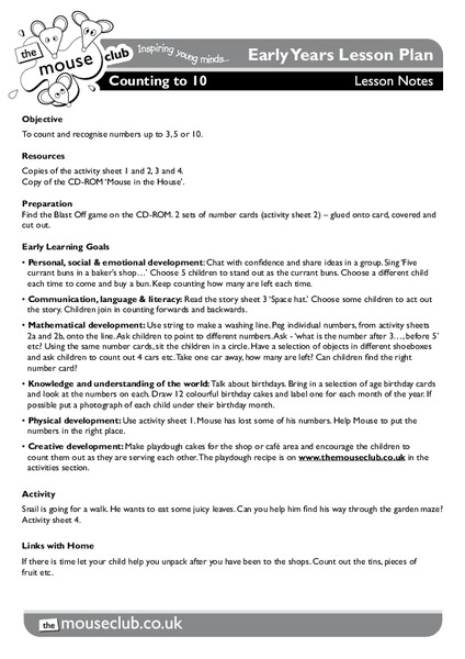 Counting to 10 Lesson Plan
