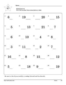Counting to 20 Worksheet