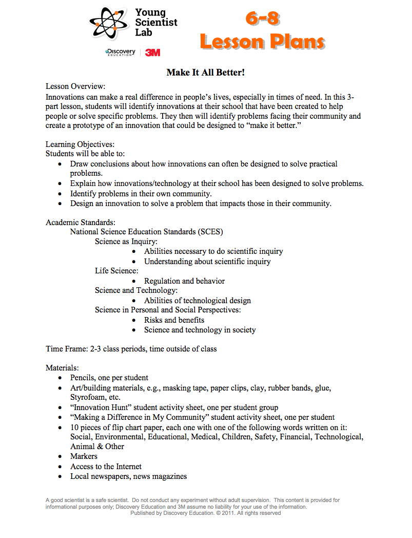 Make it all Better! Lesson Plan