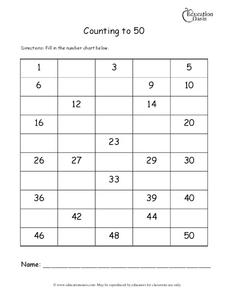 Counting To 50 Worksheet