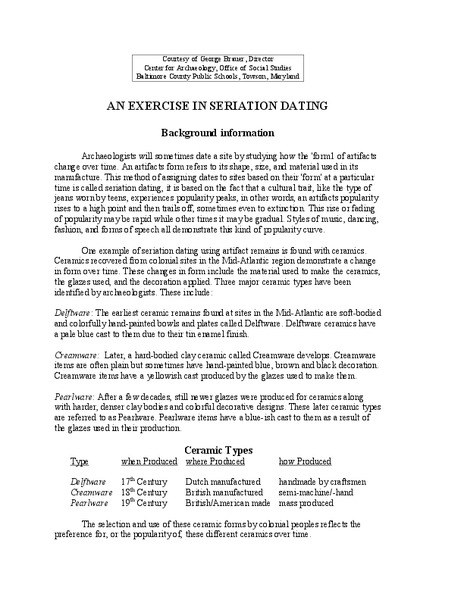 An Exercise in Seriation Dating Lesson Plan