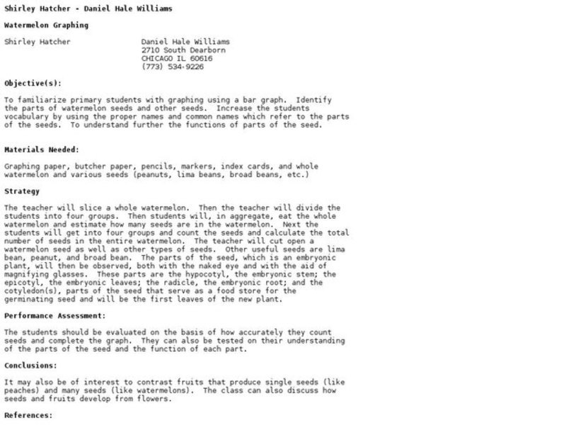 Watermelon Graphing Lesson Plan