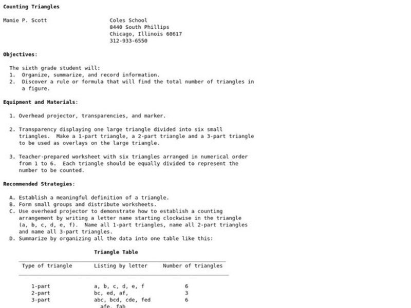 Counting Triangles Lesson Plan