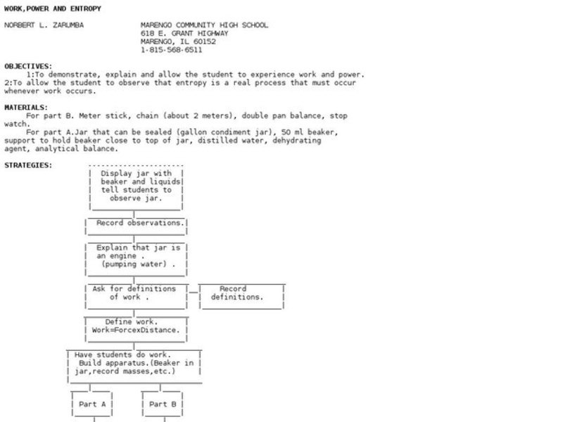 Work, Power, and Entropy Lesson Plan