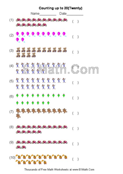 Counting up to 20 Worksheet