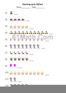 Counting up to 10 Worksheet