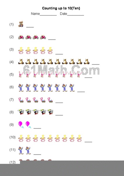 Counting up to 10 Worksheet