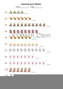 Counting up to 10 Worksheet
