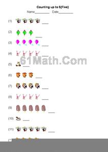 Counting up to 5 Worksheet