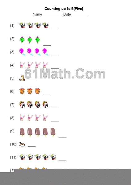 Counting up to 5 Worksheet