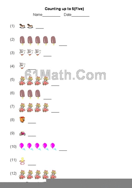 Counting up to 5 Worksheet