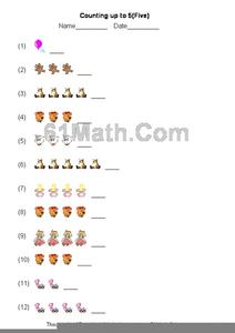 Counting up to 5 Worksheet