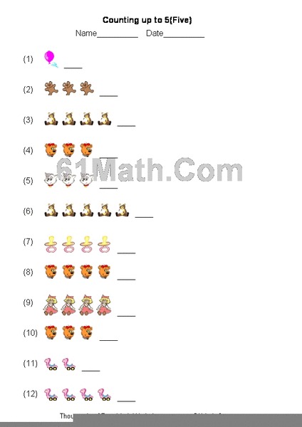 Counting up to 5 Worksheet