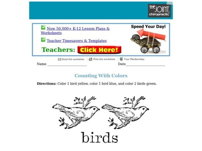 Counting With Colors Worksheet
