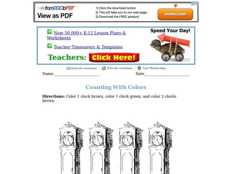 Counting With Colors Worksheet