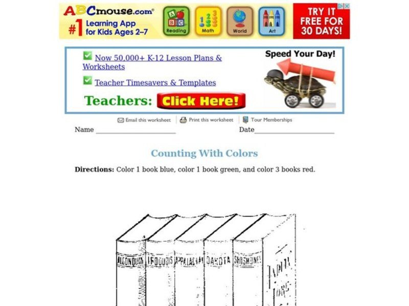 Counting With Colors Worksheet