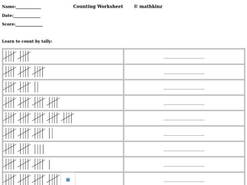 Counting Worksheet Worksheet