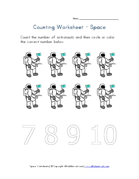 Counting Worksheet - Space Worksheet