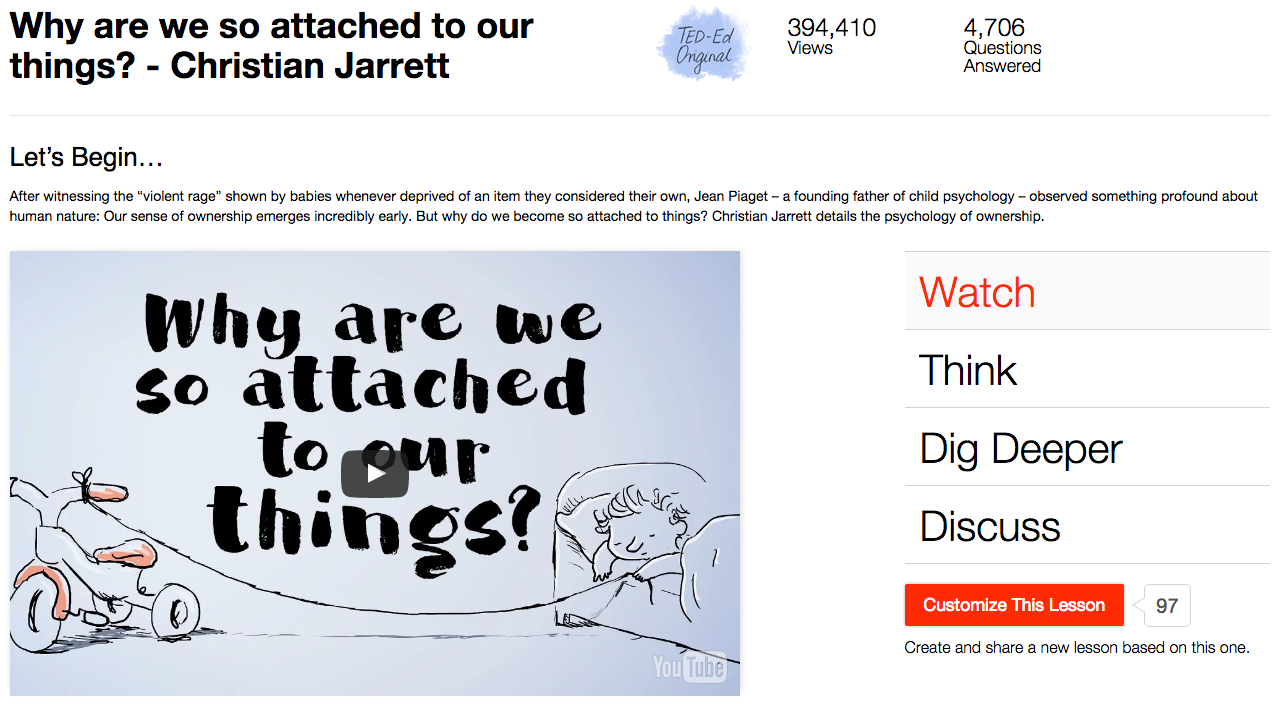 Why Are We So Attached to Our Things? Instructional Video